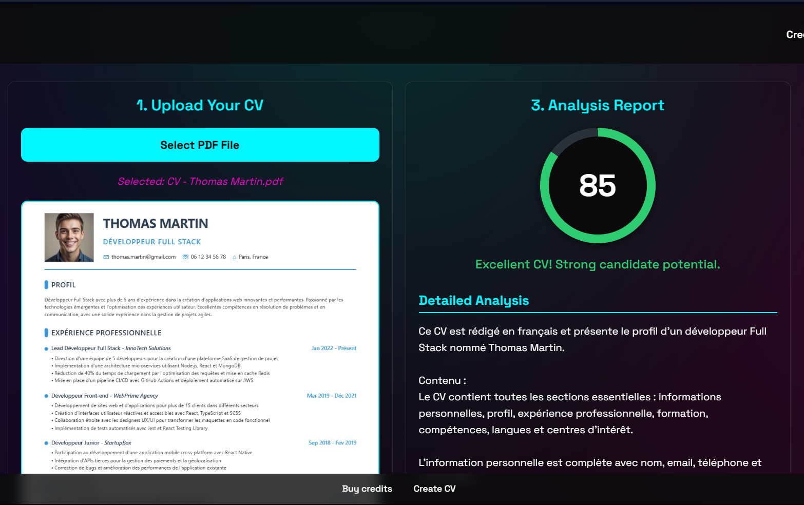 CV-Scanner.com analyse de CV par IA